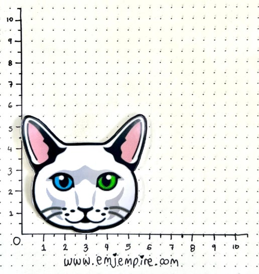 White Angora Cat shorthair - Waterproof vinyl decal for car, laptop, phone, water bottle