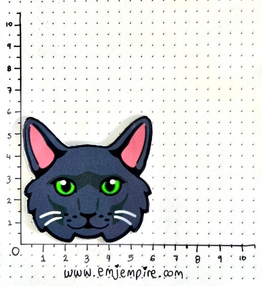 Russian Blue Cat longhair - Waterproof vinyl decal for car, laptop, phone, water bottle