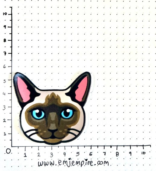 Siamese Light Coloured Cat shorthair - Waterproof vinyl decal for car, laptop, phone, water bottle