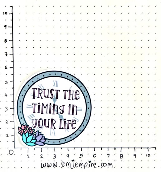 Trust the timing sticker - Waterproof vinyl decal for car, laptop, phone, water bottle