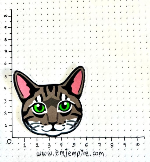 Tabby Brown Cat shorthair - Waterproof vinyl decal for car, laptop, phone, water bottle