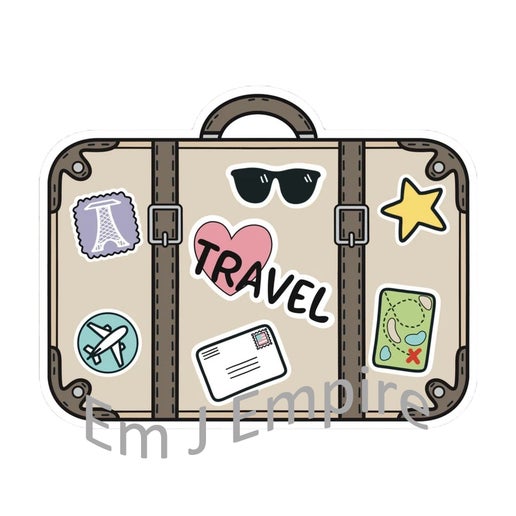 Travel suitcase sticker - Waterproof vinyl decal for car, laptop, phone, water bottle