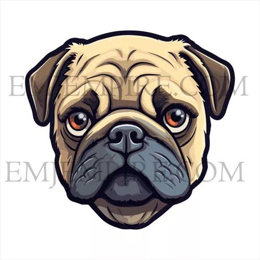Pug Dog sticker - Waterproof vinyl decal for car, laptop, phone, water bottle