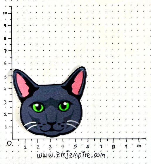 Russian Blue Cat shorthair - Waterproof vinyl decal for car, laptop, phone, water bottle