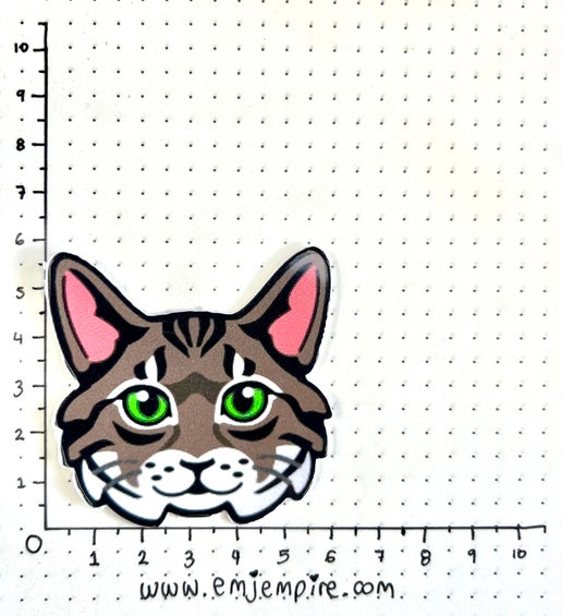 Tabby Brown Cat longhair - Waterproof vinyl decal for car, laptop, phone, water bottle
