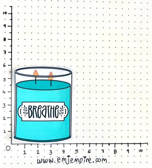 Breathe candle sticker - Waterproof vinyl decal for car, laptop, phone, water bottle