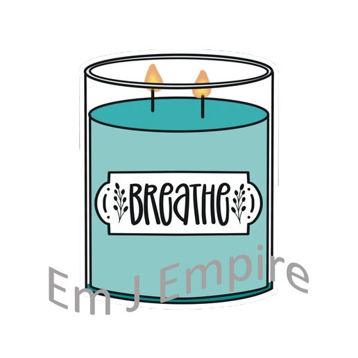 Breathe candle sticker - Waterproof vinyl decal for car, laptop, phone, water bottle