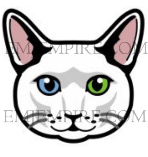 White Angora Cat shorthair - Waterproof vinyl decal for car, laptop, phone, water bottle
