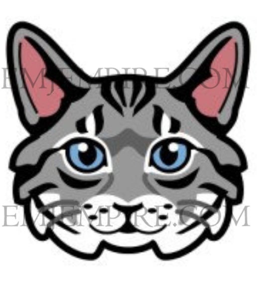 Tabby Grey Cat longhair - Waterproof vinyl decal for car, laptop, phone, water bottle
