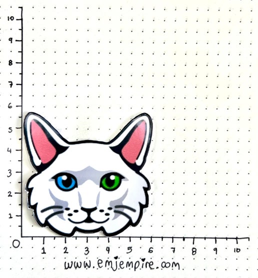 White Angora Cat longhair - Waterproof vinyl decal for car, laptop, phone, water bottle