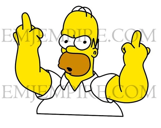 Homer Simpson middle finger sticker - Waterproof vinyl decal for car, laptop, phone, water bottle