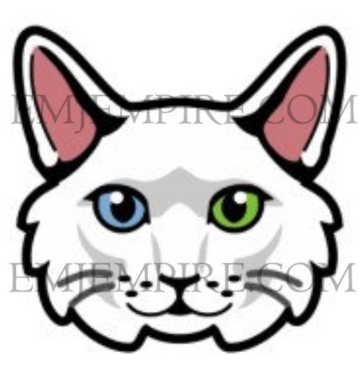 White Angora Cat longhair - Waterproof vinyl decal for car, laptop, phone, water bottle