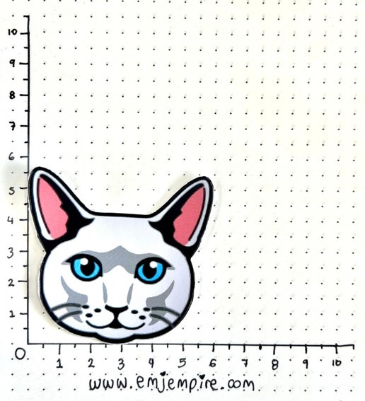 Silver Cat shorthair - Waterproof vinyl decal for car, laptop, phone, water bottle