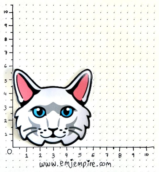 Silver Cat longhair - Waterproof vinyl decal for car, laptop, phone, water bottle